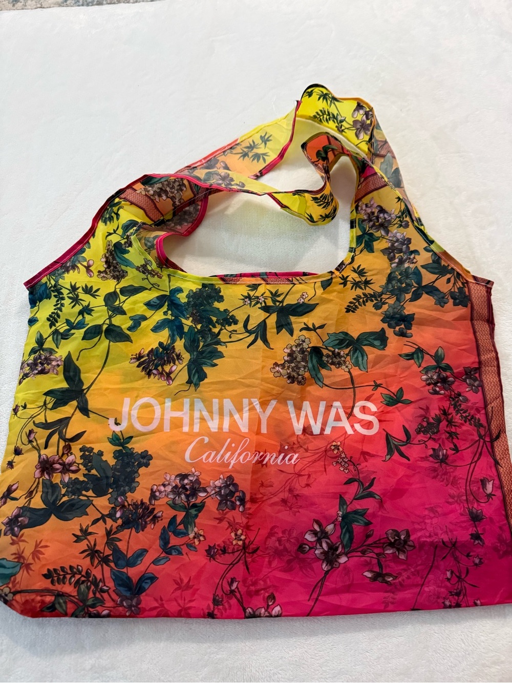 Johnny Was California reusable shopping tote bag vibrant floral design
